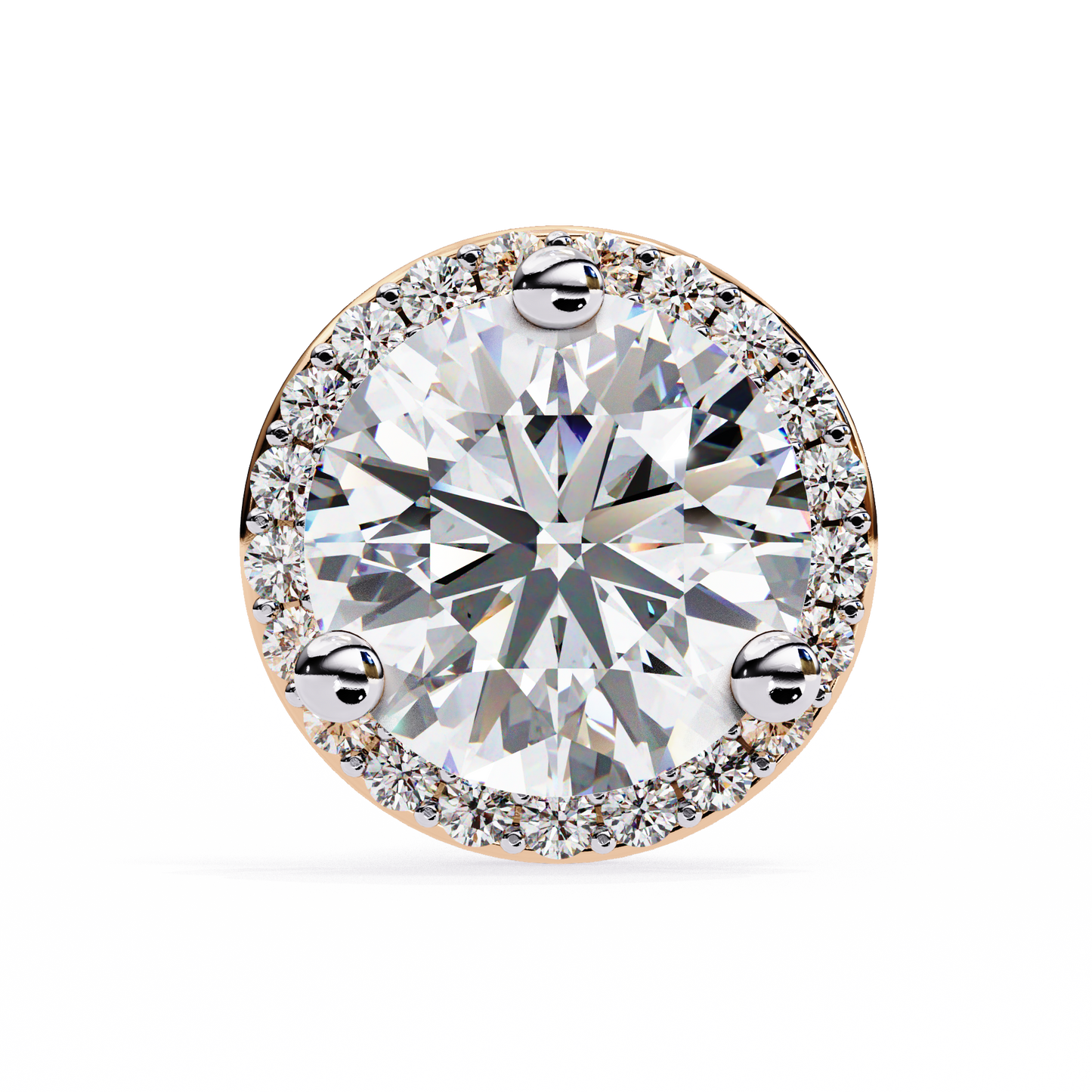 1.95 CTW Round Lab-Grown Diamond Micro-Pavé Halo Stud Earrings in 14K Gold