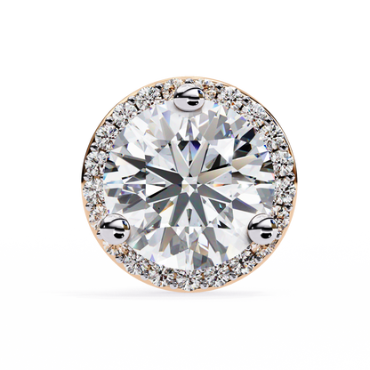 1.95 CTW Round Lab-Grown Diamond Micro-Pavé Halo Stud Earrings in 14K Gold