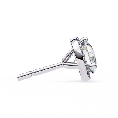 1.95 CTW Round Lab-Grown Diamond Micro-Pavé Halo Stud Earrings in 14K Gold