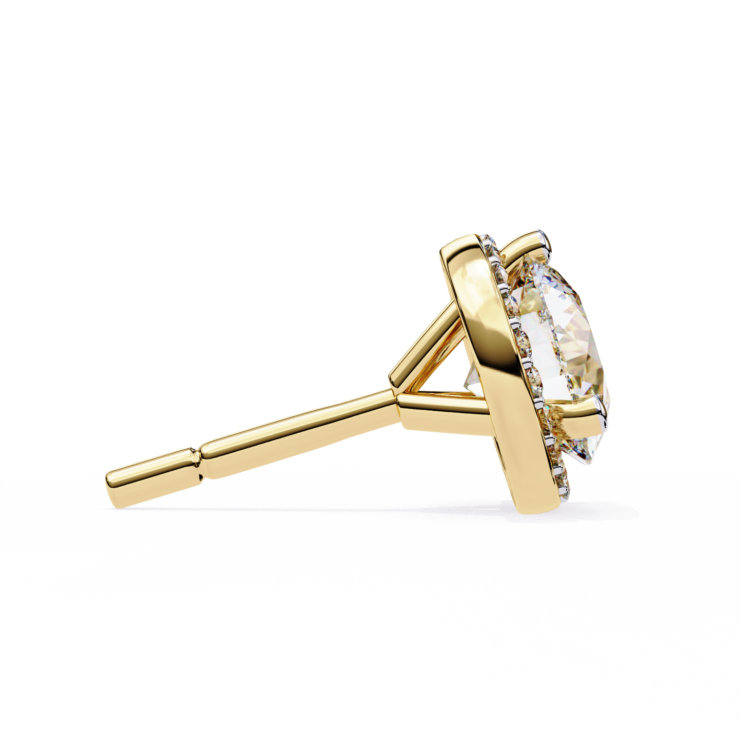 1.95 CTW Round Lab-Grown Diamond Micro-Pavé Halo Stud Earrings in 14K Gold