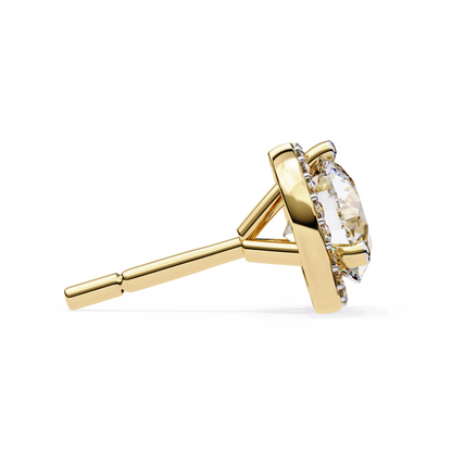 1.95 CTW Round Lab-Grown Diamond Micro-Pavé Halo Stud Earrings in 14K Gold