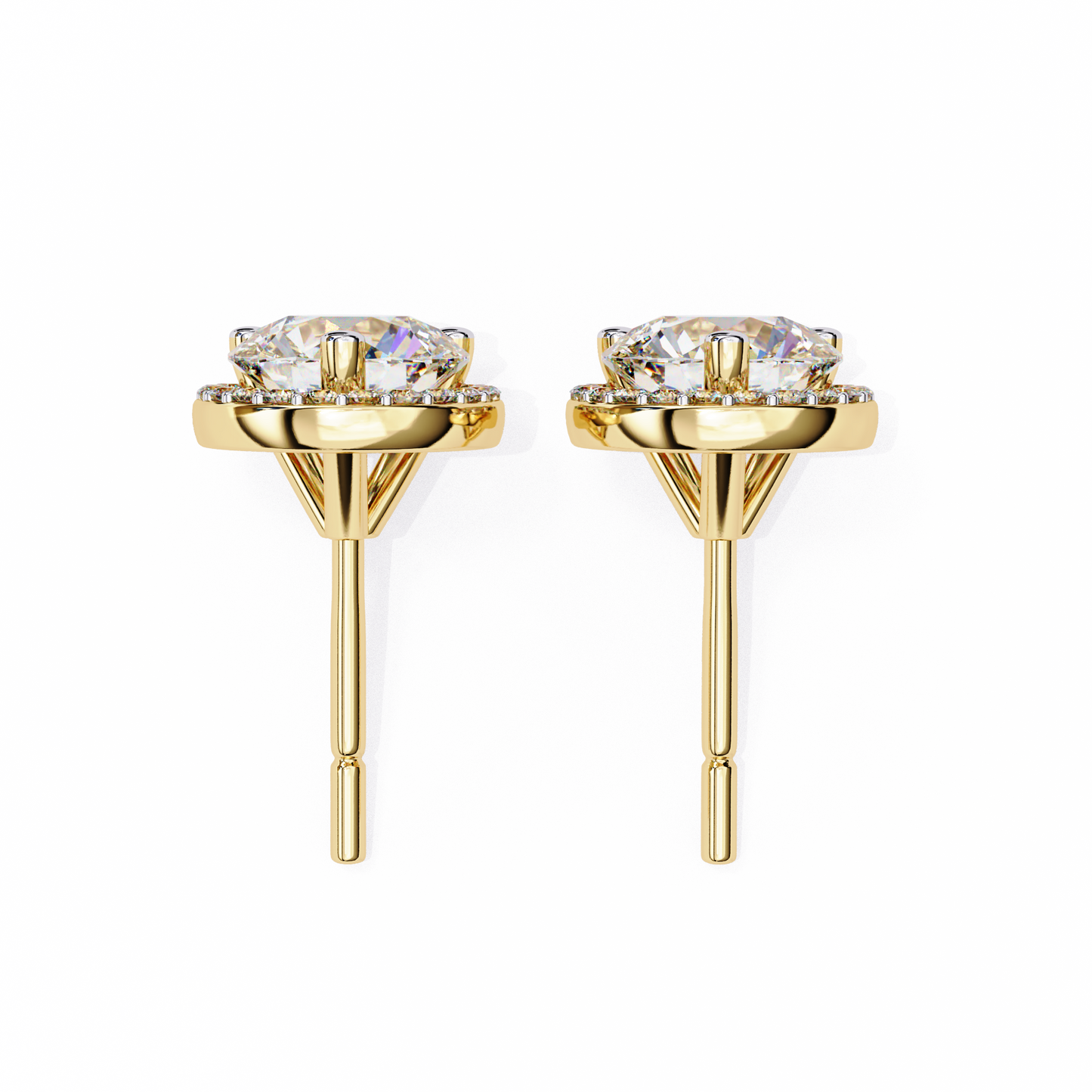1.95 CTW Round Lab-Grown Diamond Micro-Pavé Halo Stud Earrings in 14K Gold
