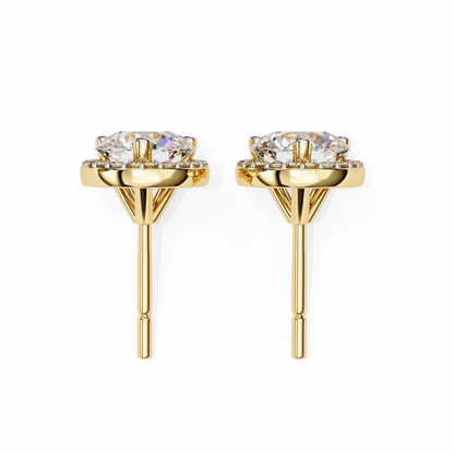 1.95 CTW Round Lab-Grown Diamond Micro-Pavé Halo Stud Earrings in 14K Gold
