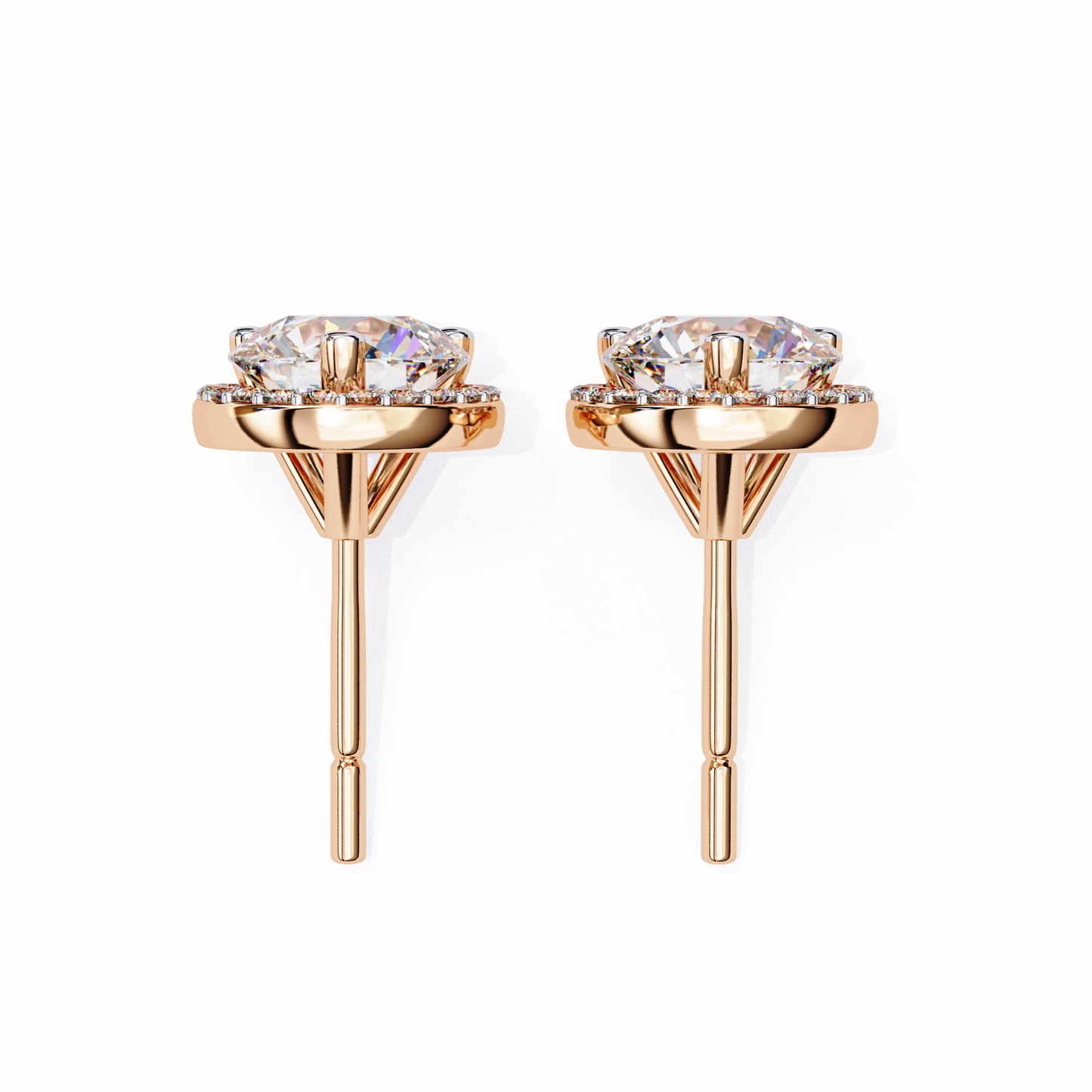 1.95 CTW Round Lab-Grown Diamond Micro-Pavé Halo Stud Earrings in 14K Gold