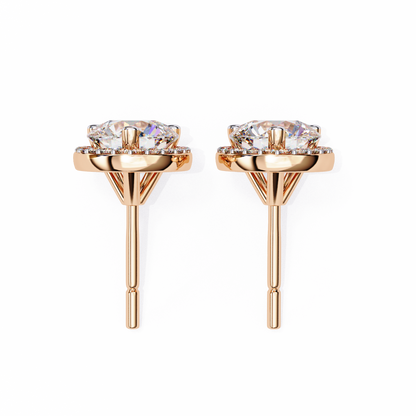 1.95 CTW Round Lab-Grown Diamond Micro-Pavé Halo Stud Earrings in 14K Gold