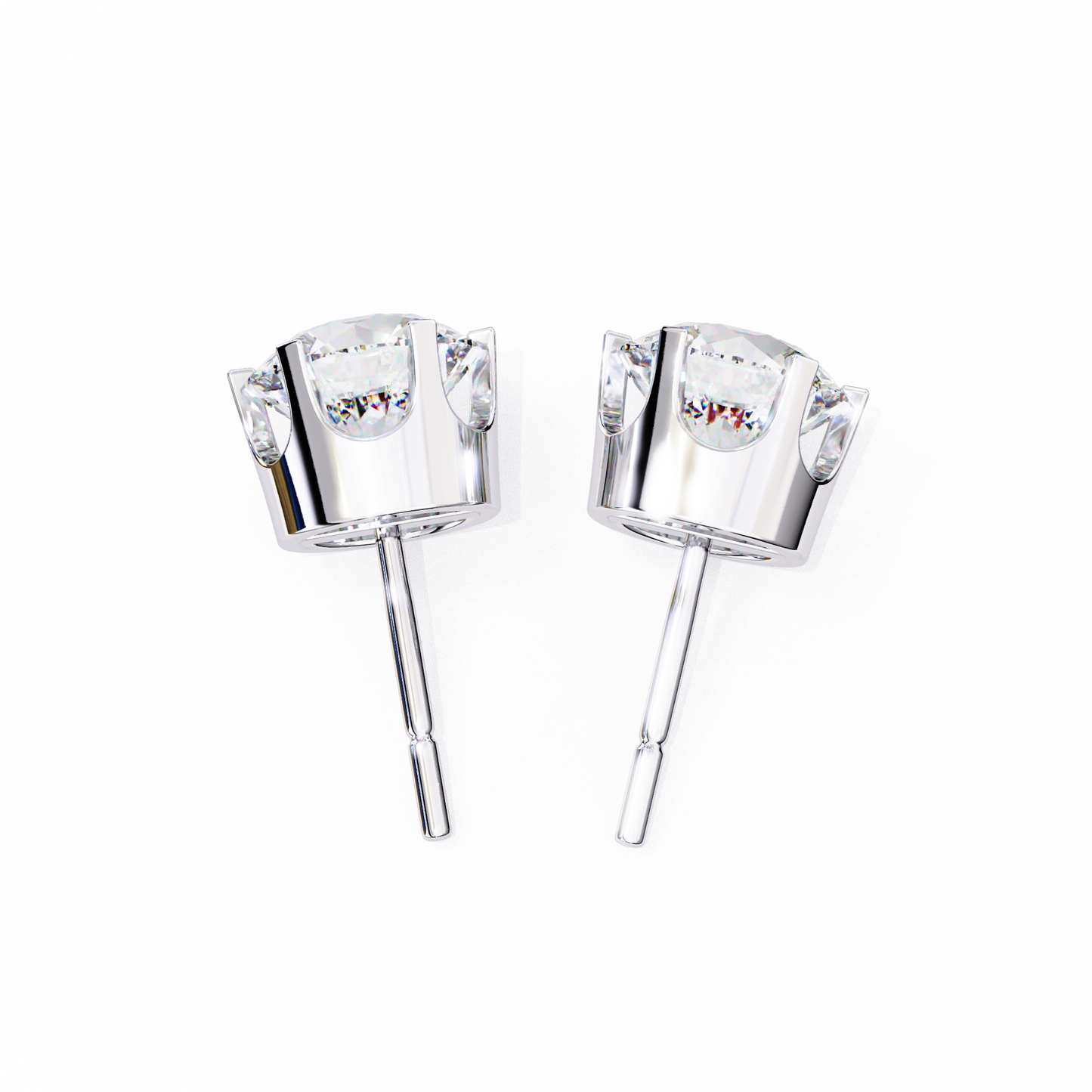 2.57 CTW Round Lab-Grown Diamond Six-Prong Crown Stud Earrings in 14K Gold