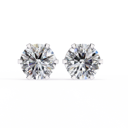 2.57 CTW Round Lab-Grown Diamond Six-Prong Crown Stud Earrings in 14K Gold