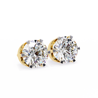 2.57 CTW Round Lab-Grown Diamond Six-Prong Crown Stud Earrings in 14K Gold