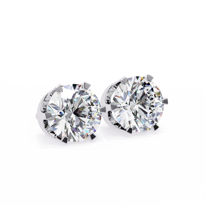 2.57 CTW Round Lab-Grown Diamond Six-Prong Crown Stud Earrings in 14K Gold