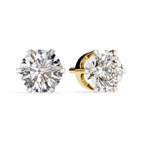 2.57 CTW Round Lab-Grown Diamond Six-Prong Crown Stud Earrings in 14K Gold — product image 2
