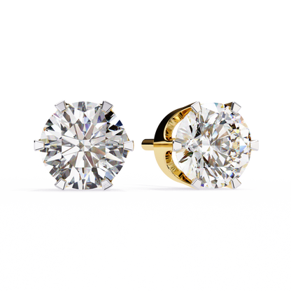 2.57 CTW Round Lab-Grown Diamond Six-Prong Crown Stud Earrings in 14K Gold