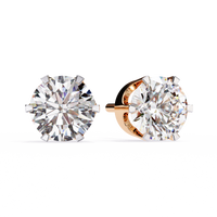 2.57 CTW Round Lab-Grown Diamond Six-Prong Crown Stud Earrings in 14K Gold — product image 3