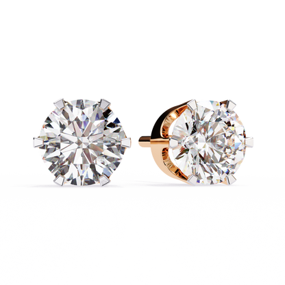 2.57 CTW Round Lab-Grown Diamond Six-Prong Crown Stud Earrings in 14K Gold