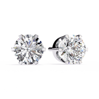 2.57 CTW Round Lab-Grown Diamond Six-Prong Crown Stud Earrings in 14K Gold