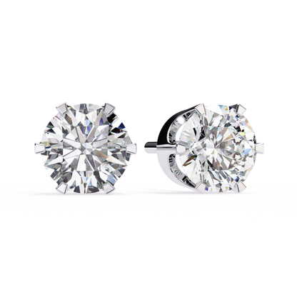 2.57 CTW Round Lab-Grown Diamond Six-Prong Crown Stud Earrings in 14K Gold
