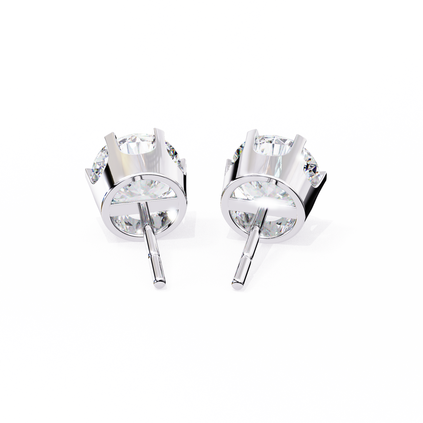 2.57 CTW Round Lab-Grown Diamond Six-Prong Crown Stud Earrings in 14K Gold