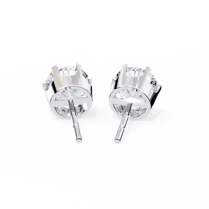 2.57 CTW Round Lab-Grown Diamond Six-Prong Crown Stud Earrings in 14K Gold