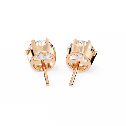 2.57 CTW Round Lab-Grown Diamond Six-Prong Crown Stud Earrings in 14K Gold