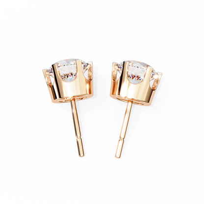 2.57 CTW Round Lab-Grown Diamond Six-Prong Crown Stud Earrings in 14K Gold