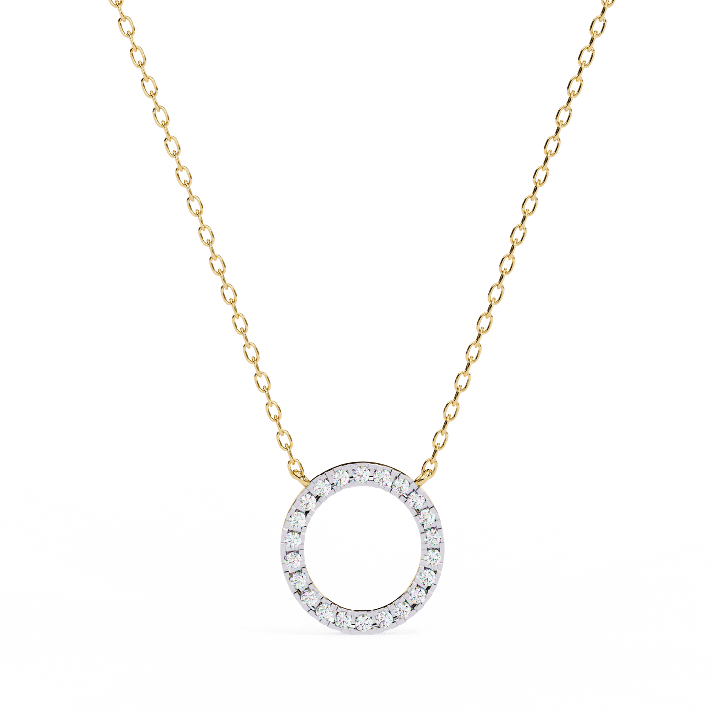 0.30 CTW Oval Open Halo Lab-Grown Diamond Necklace in 14K Gold & Platinum