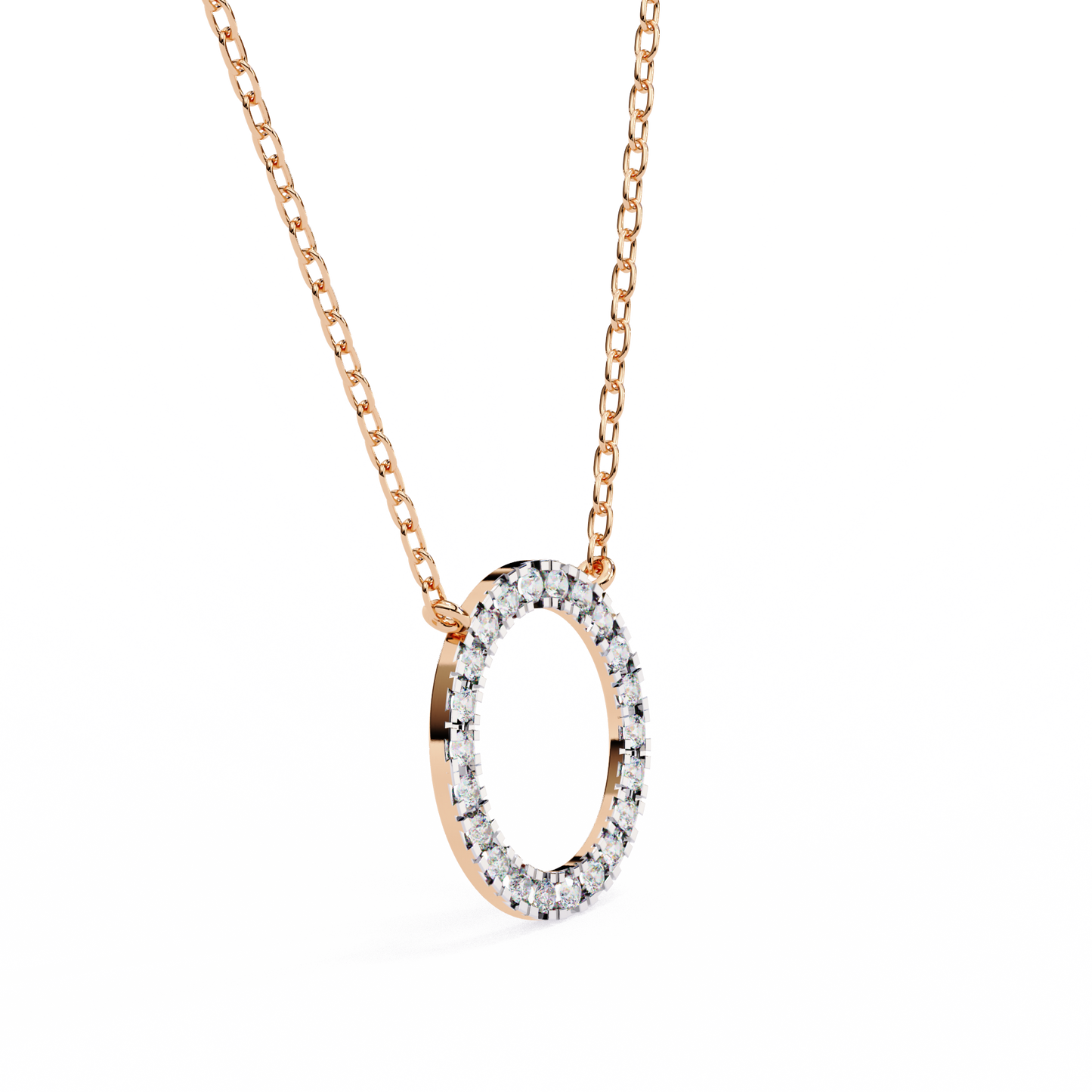 0.30 CTW Oval Open Halo Lab-Grown Diamond Necklace in 14K Gold & Platinum