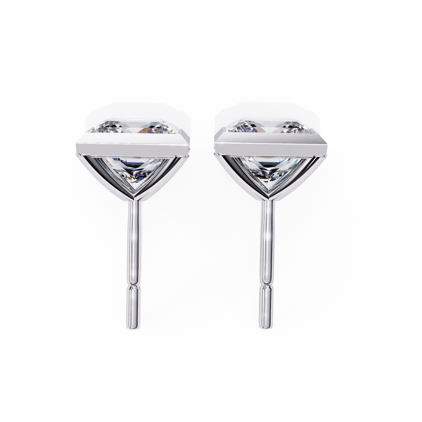 1.77 CTW Princess-Cut Lab-Grown Diamond Bezel-Frame Stud Earrings in 14K Gold