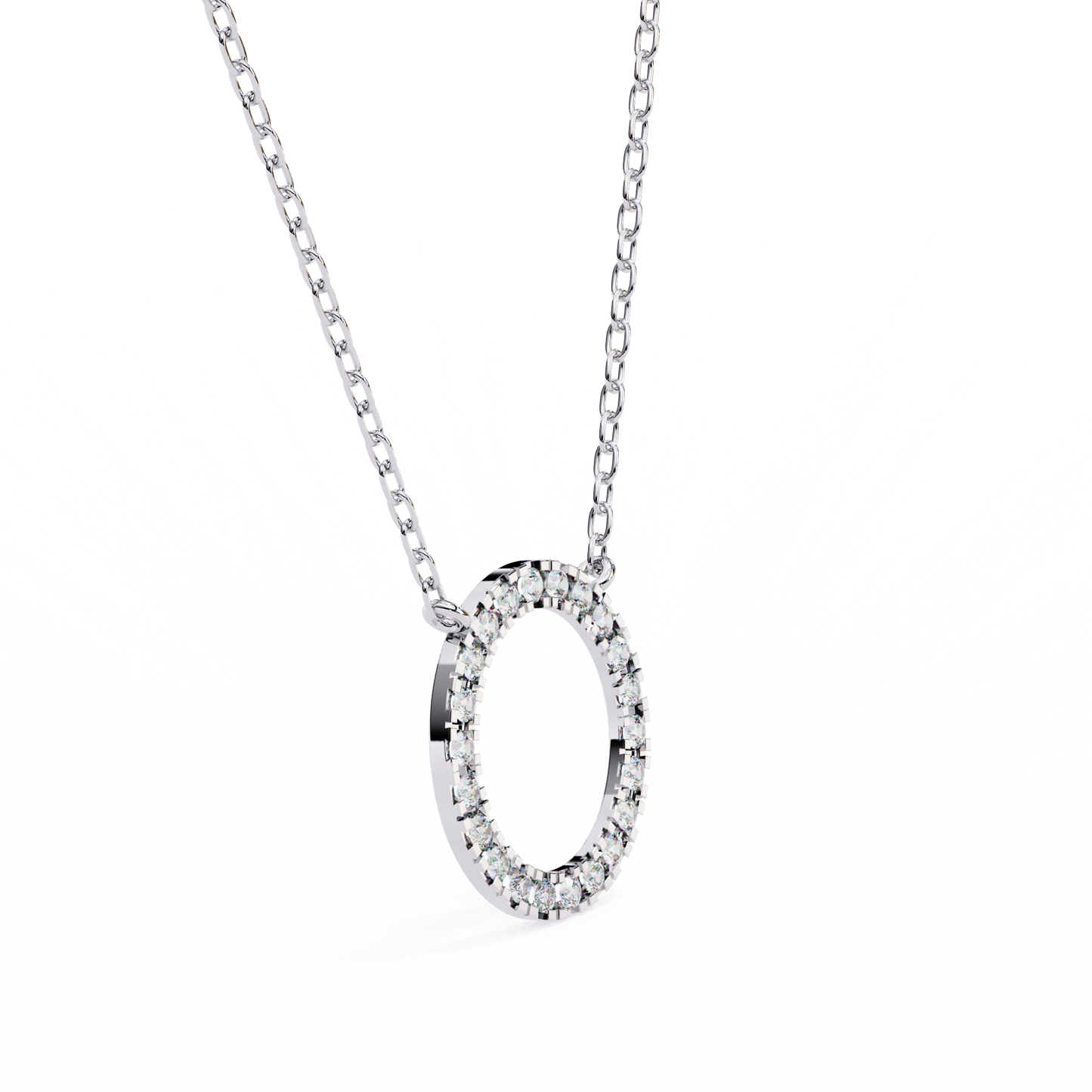 0.30 CTW Oval Open Halo Lab-Grown Diamond Necklace in 14K Gold & Platinum