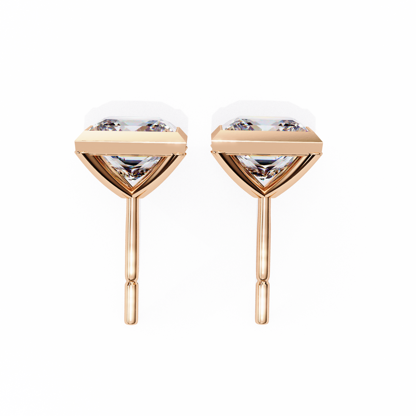 1.77 CTW Princess-Cut Lab-Grown Diamond Bezel-Frame Stud Earrings in 14K Gold