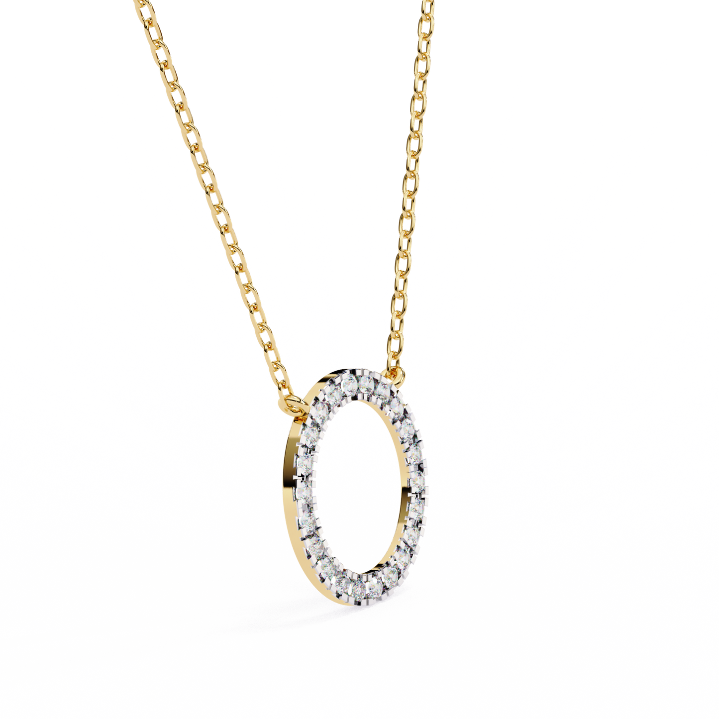 0.30 CTW Oval Open Halo Lab-Grown Diamond Necklace in 14K Gold & Platinum