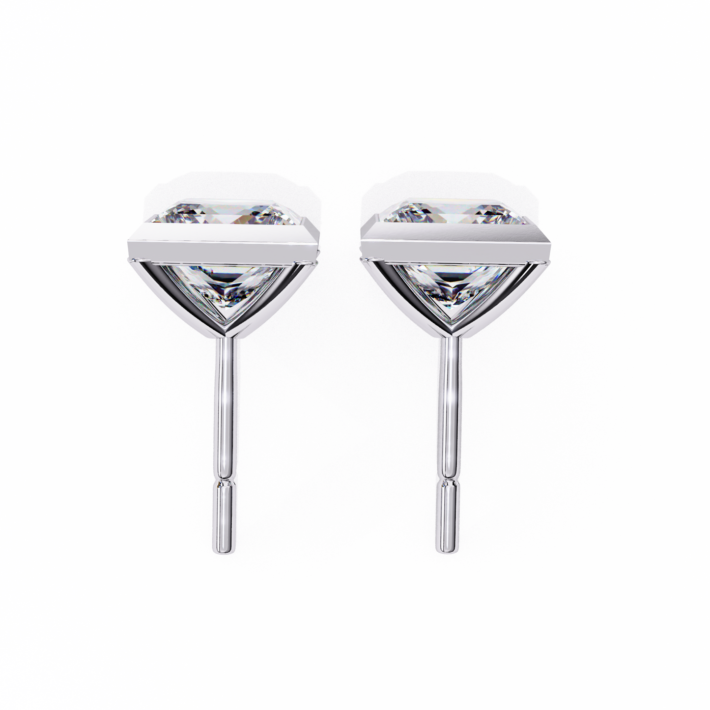 1.77 CTW Princess-Cut Lab-Grown Diamond Bezel-Frame Stud Earrings in 14K Gold
