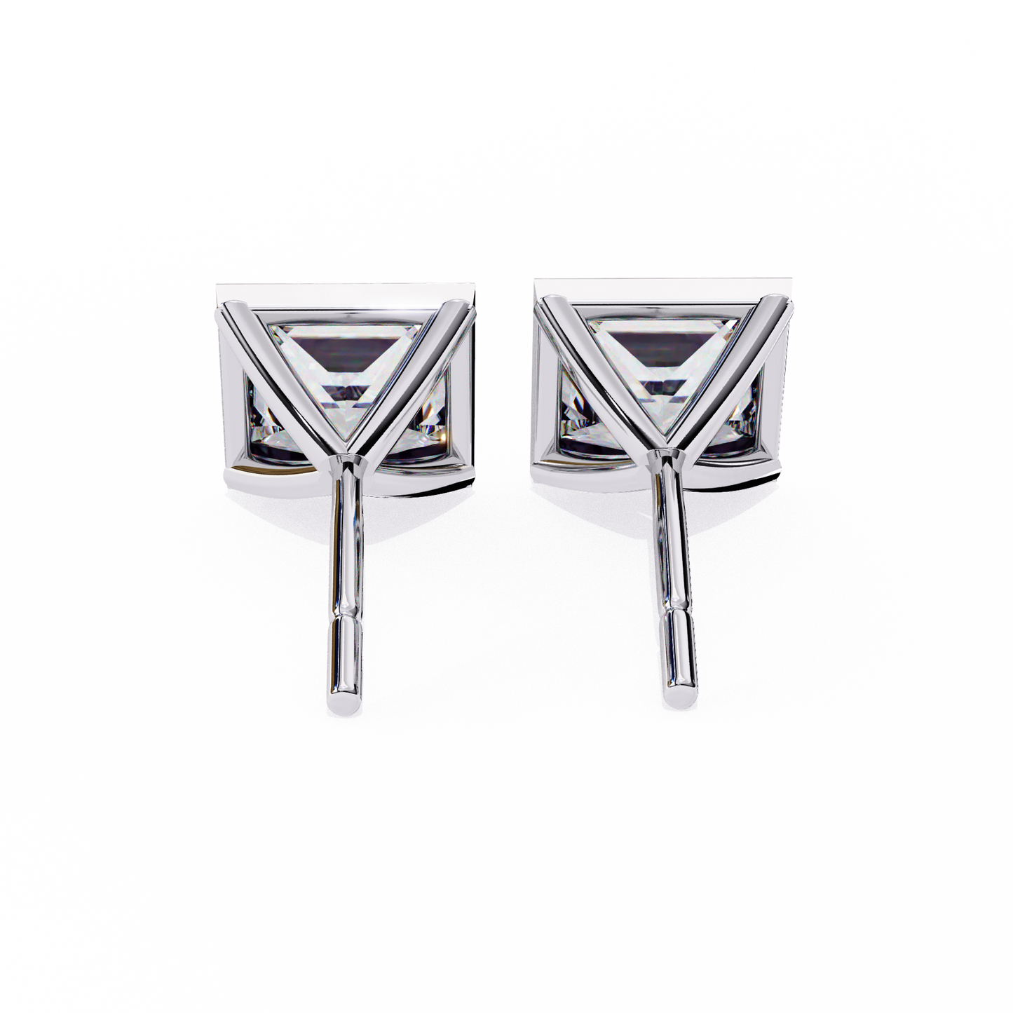 1.77 CTW Princess-Cut Lab-Grown Diamond Bezel-Frame Stud Earrings in 14K Gold