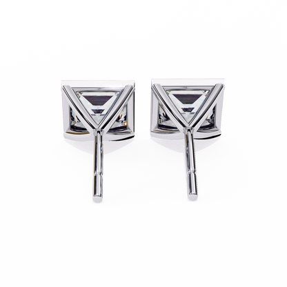 1.77 CTW Princess-Cut Lab-Grown Diamond Bezel-Frame Stud Earrings in 14K Gold