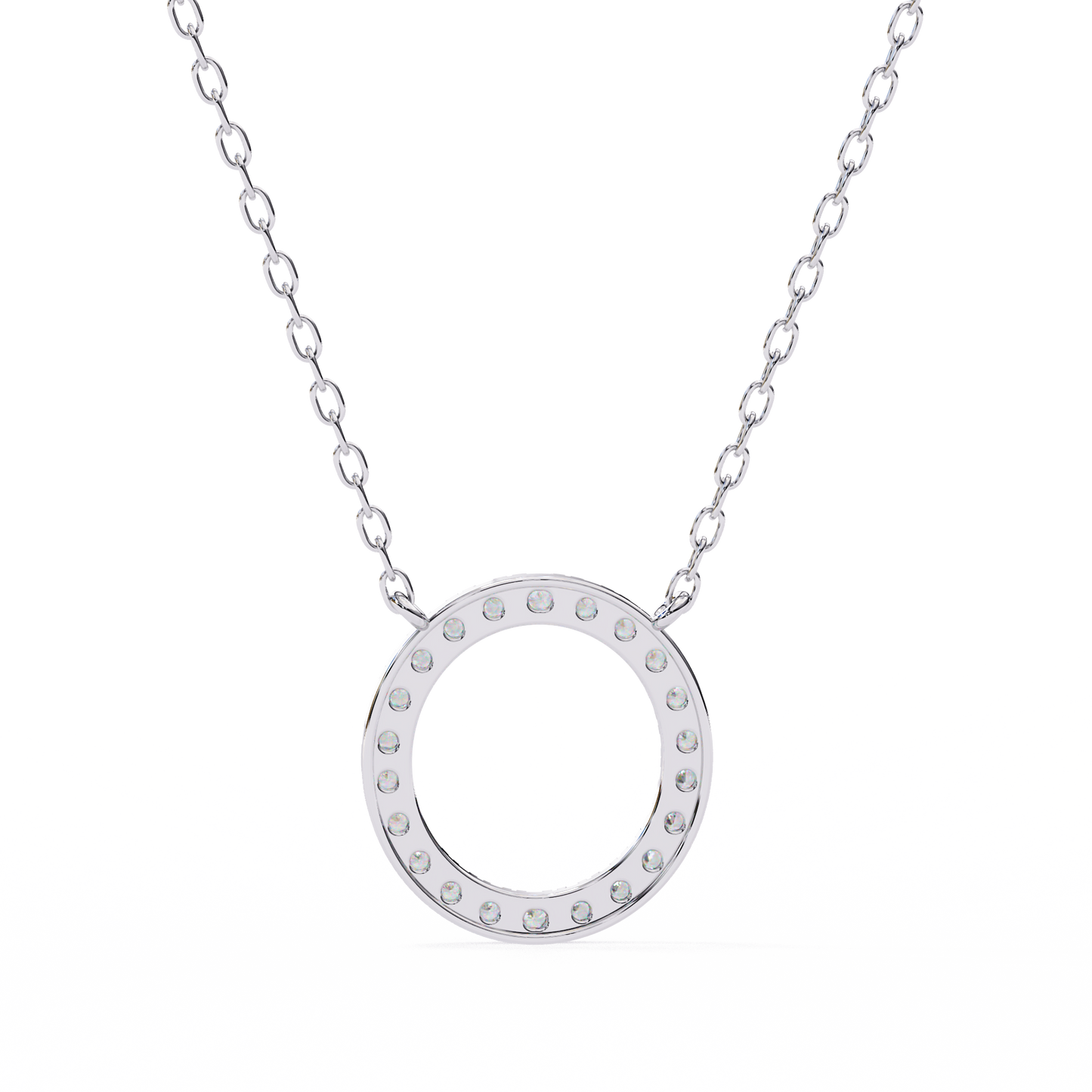 0.30 CTW Oval Open Halo Lab-Grown Diamond Necklace in 14K Gold & Platinum