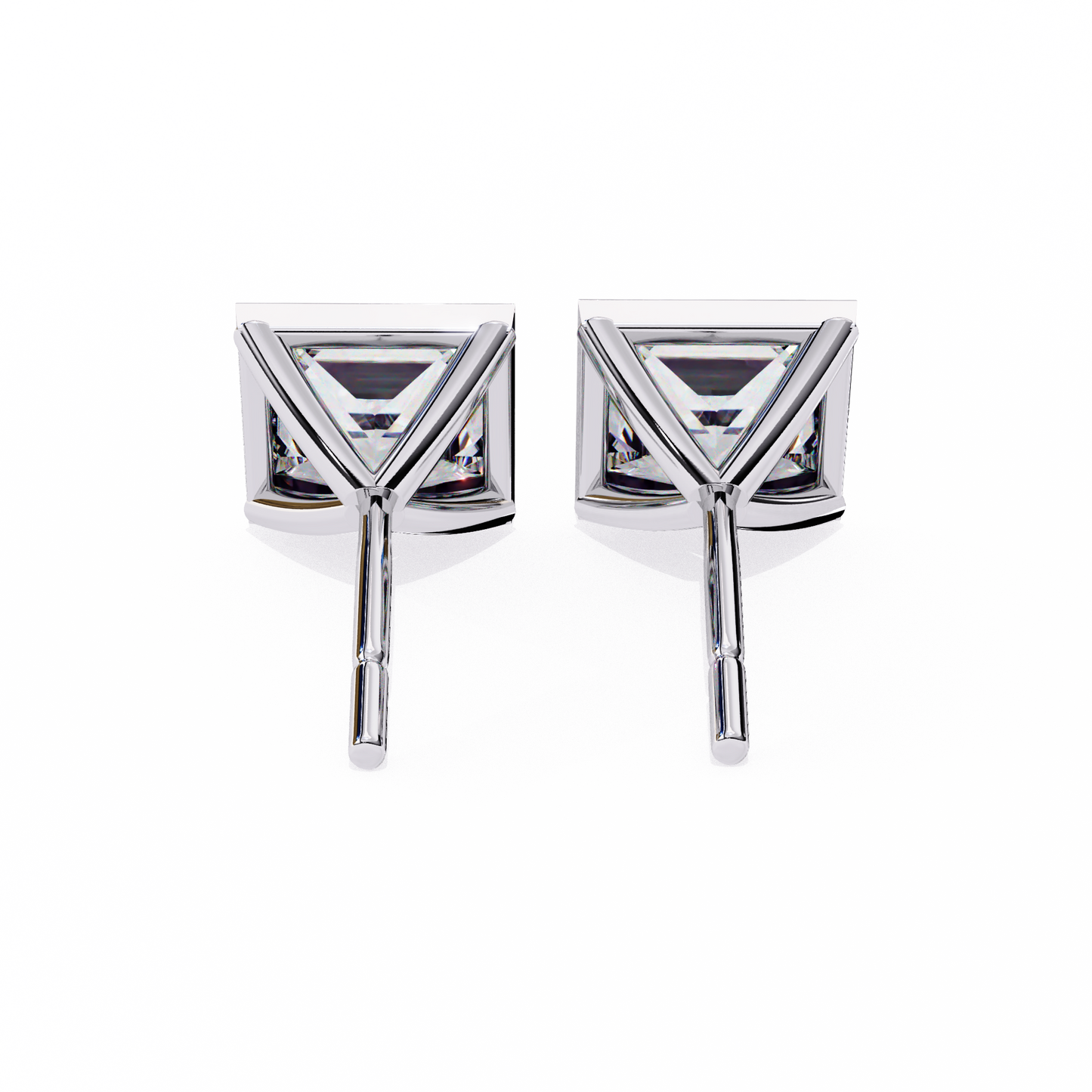 1.77 CTW Princess-Cut Lab-Grown Diamond Bezel-Frame Stud Earrings in 14K Gold