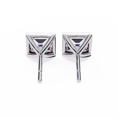 1.77 CTW Princess-Cut Lab-Grown Diamond Bezel-Frame Stud Earrings in 14K Gold
