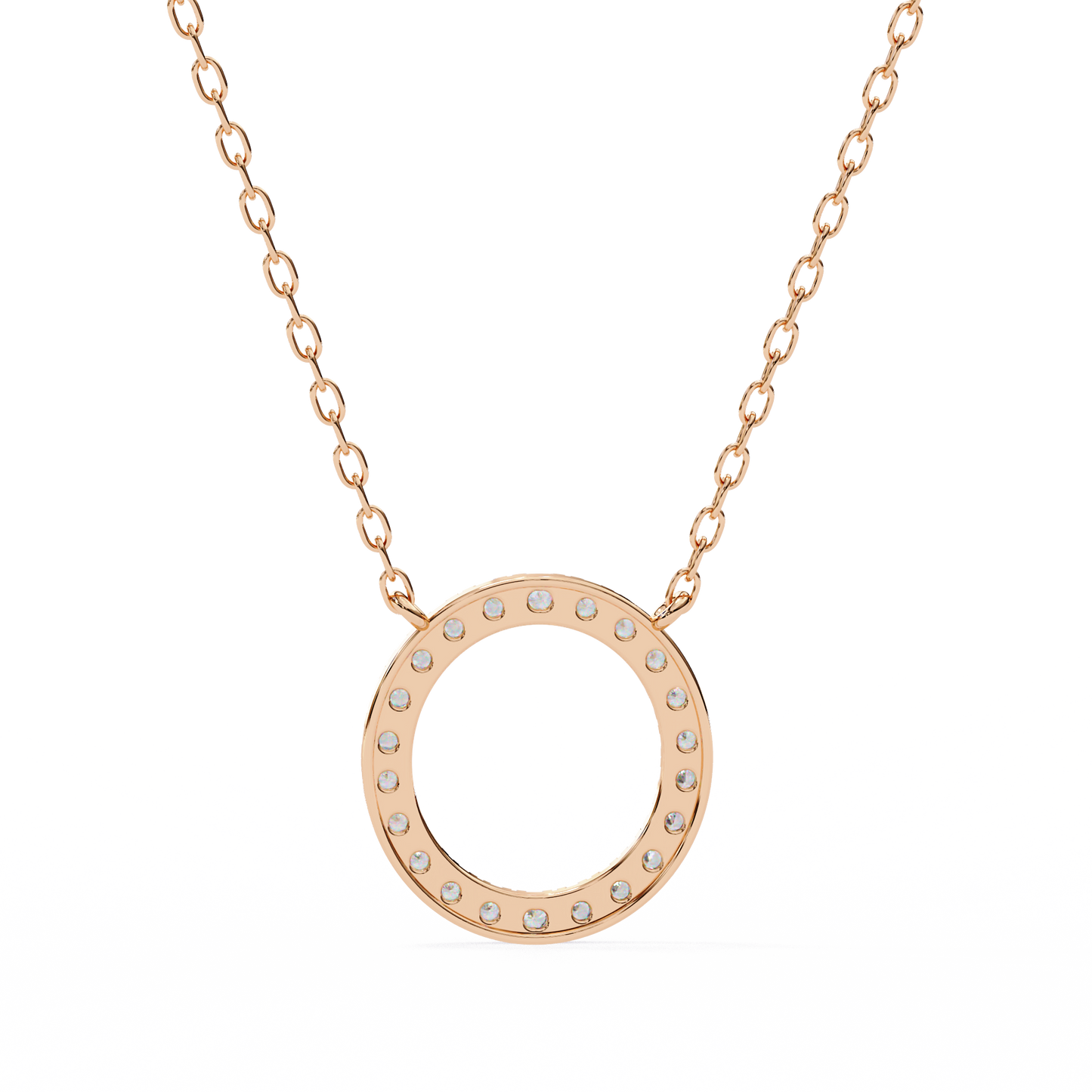 0.30 CTW Oval Open Halo Lab-Grown Diamond Necklace in 14K Gold & Platinum