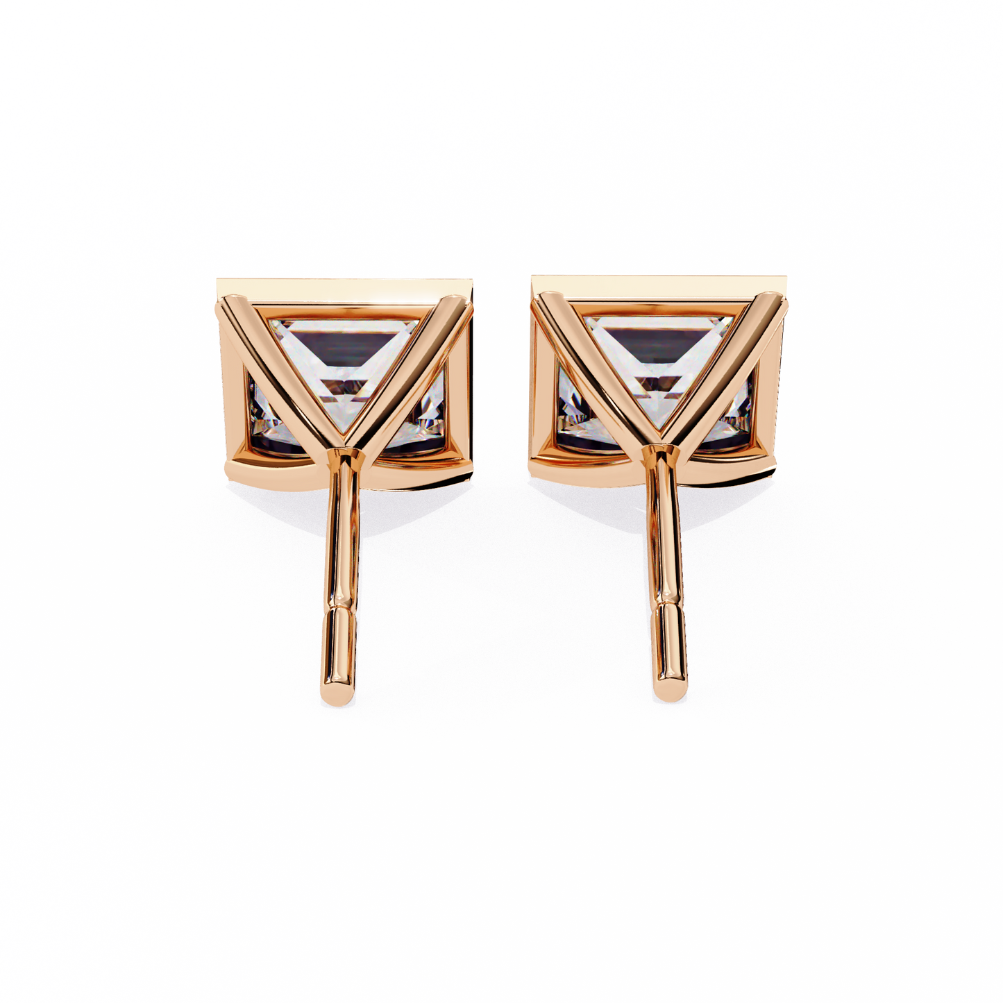 1.77 CTW Princess-Cut Lab-Grown Diamond Bezel-Frame Stud Earrings in 14K Gold