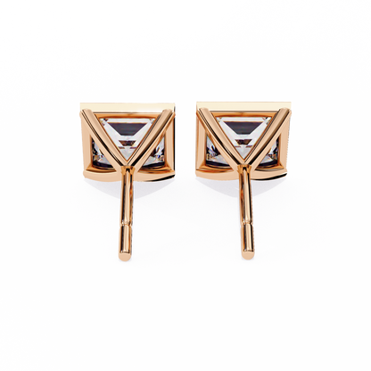 1.77 CTW Princess-Cut Lab-Grown Diamond Bezel-Frame Stud Earrings in 14K Gold