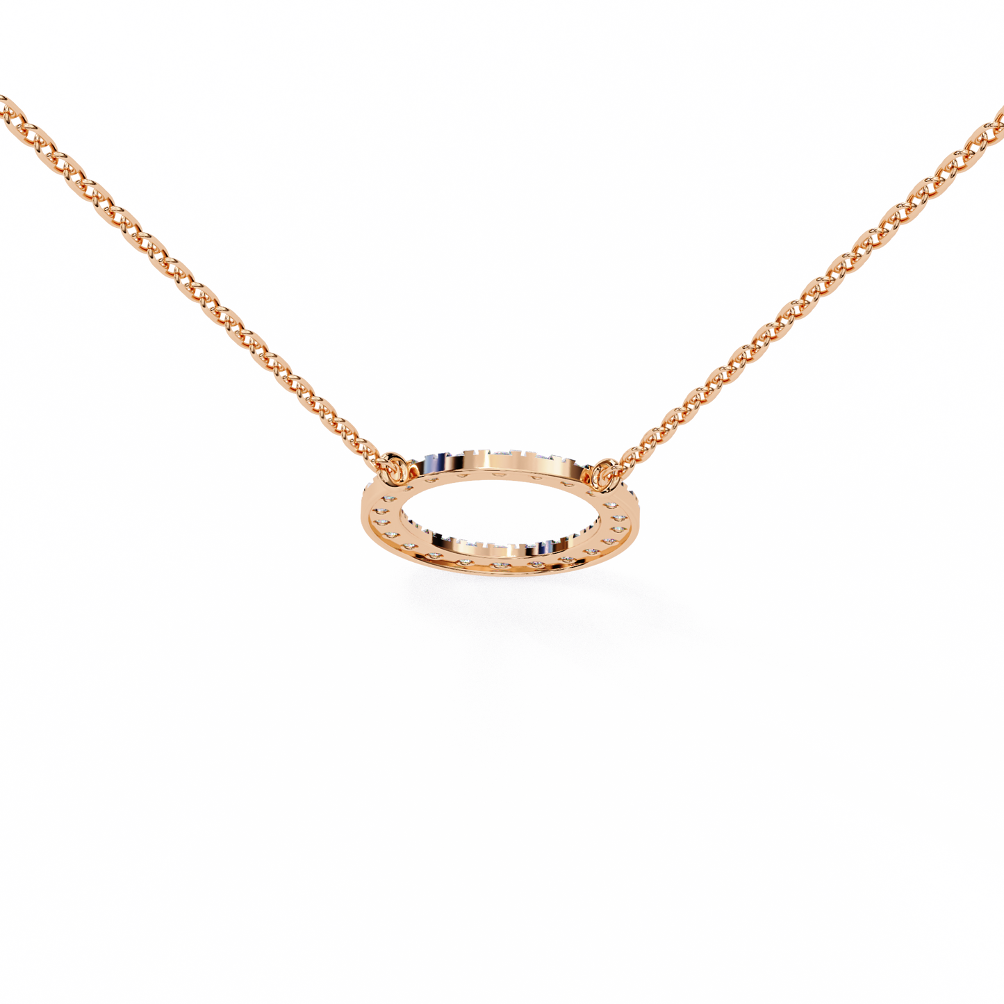 0.30 CTW Oval Open Halo Lab-Grown Diamond Necklace in 14K Gold & Platinum