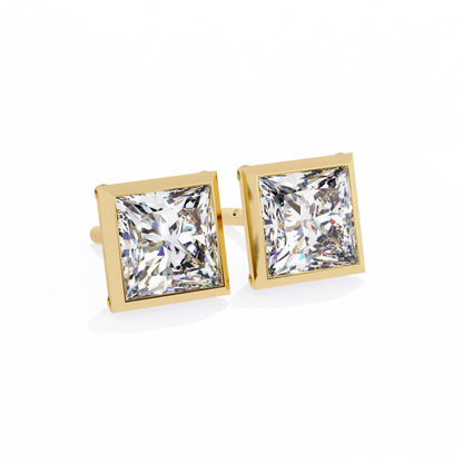 1.77 CTW Princess-Cut Lab-Grown Diamond Bezel-Frame Stud Earrings in 14K Gold