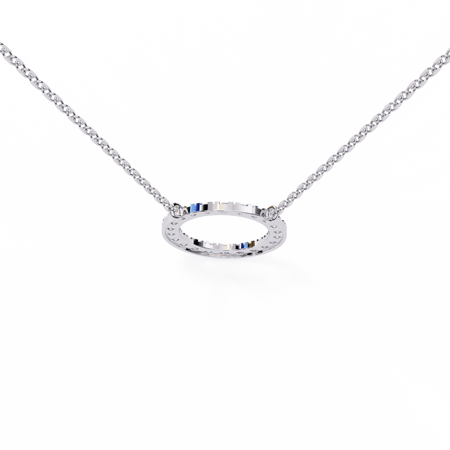 0.30 CTW Oval Open Halo Lab-Grown Diamond Necklace in 14K Gold & Platinum