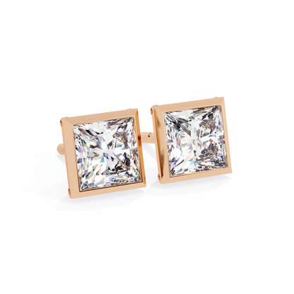 1.77 CTW Princess-Cut Lab-Grown Diamond Bezel-Frame Stud Earrings in 14K Gold