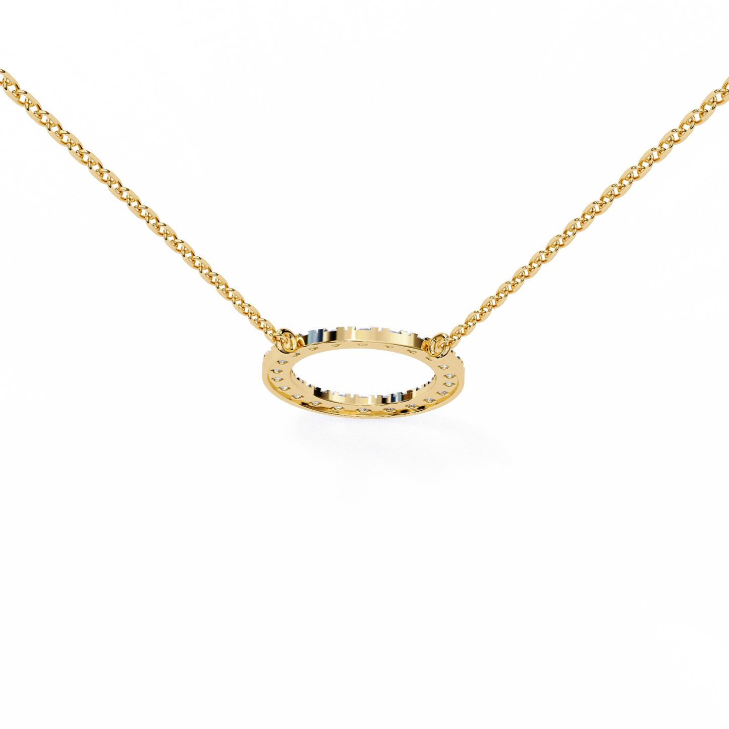 0.30 CTW Oval Open Halo Lab-Grown Diamond Necklace in 14K Gold & Platinum