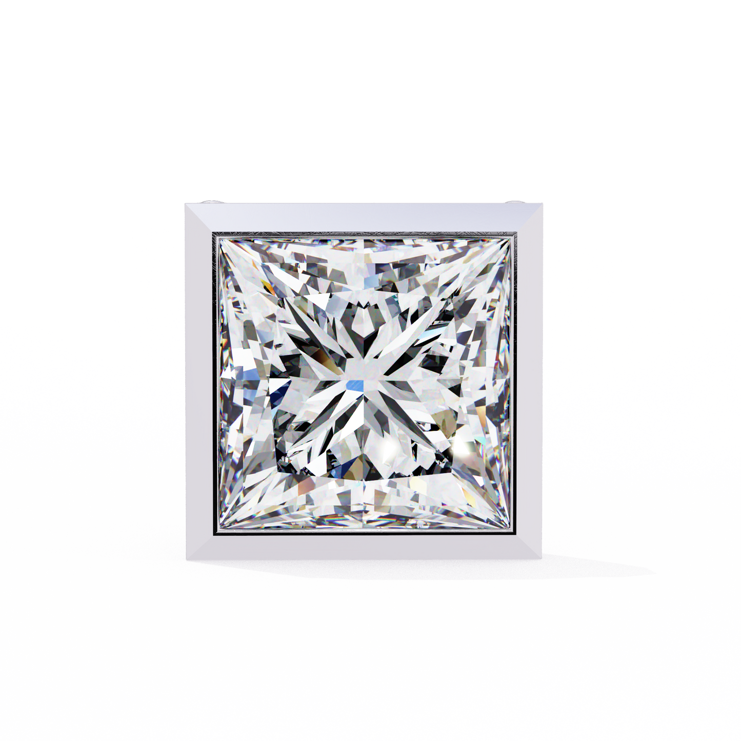 1.77 CTW Princess-Cut Lab-Grown Diamond Bezel-Frame Stud Earrings in 14K Gold