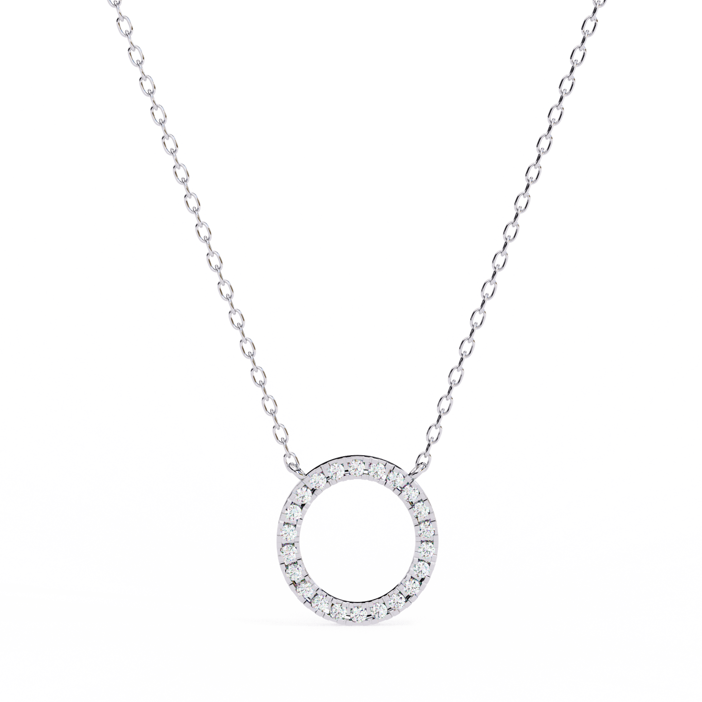0.30 CTW Oval Open Halo Lab-Grown Diamond Necklace in 14K Gold & Platinum