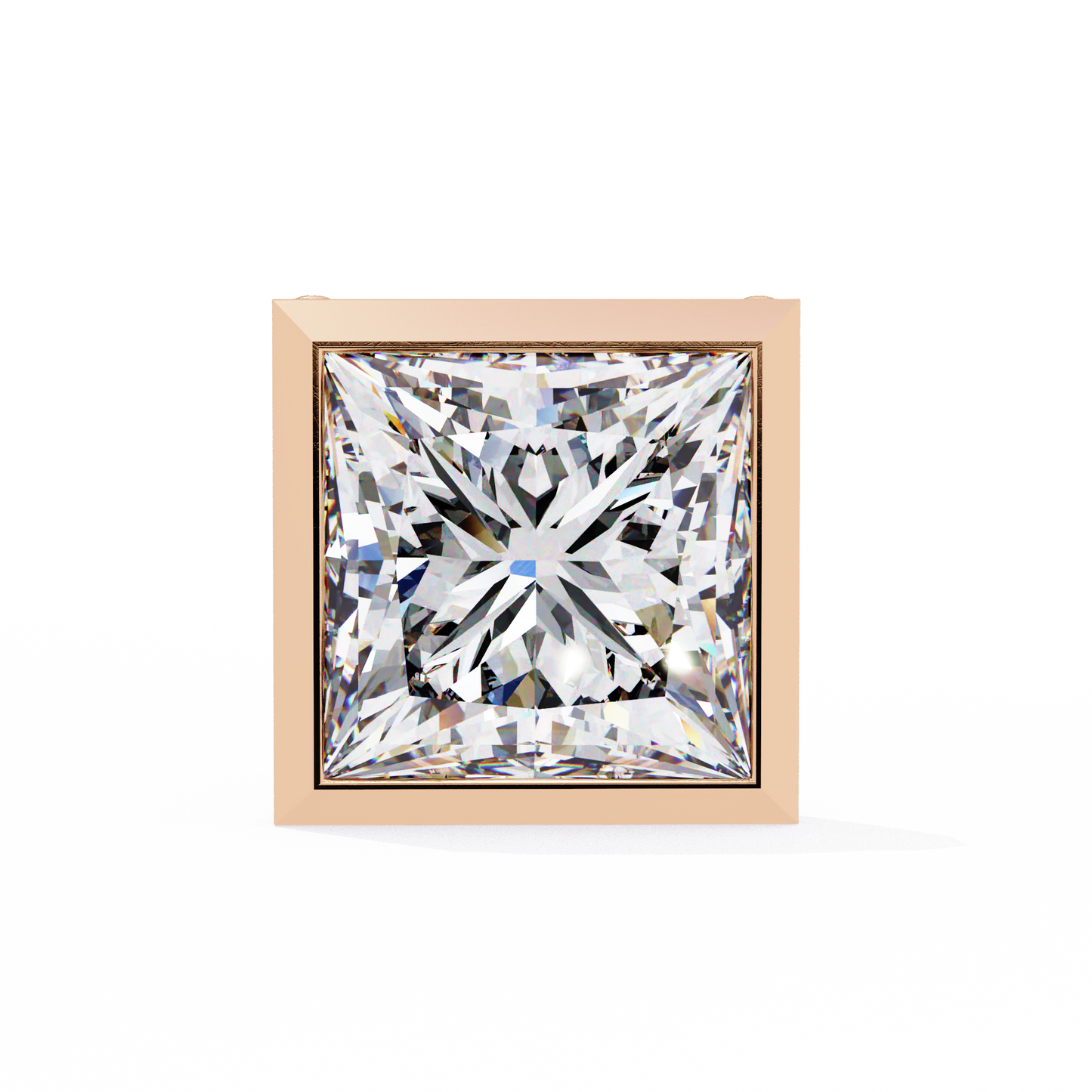 1.77 CTW Princess-Cut Lab-Grown Diamond Bezel-Frame Stud Earrings in 14K Gold