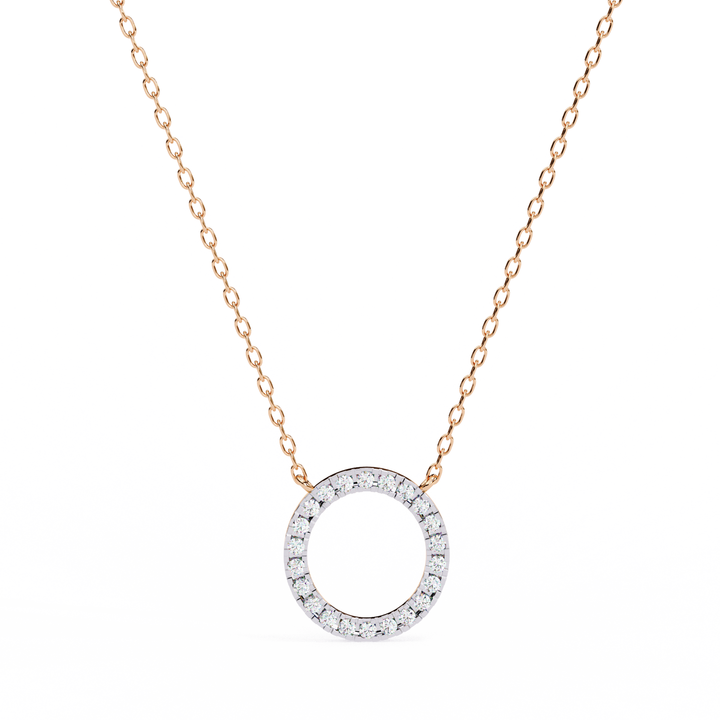 0.30 CTW Oval Open Halo Lab-Grown Diamond Necklace in 14K Gold & Platinum