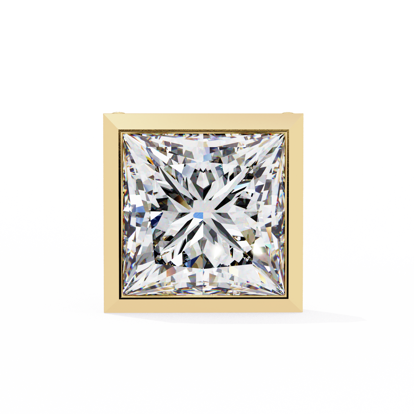 1.77 CTW Princess-Cut Lab-Grown Diamond Bezel-Frame Stud Earrings in 14K Gold