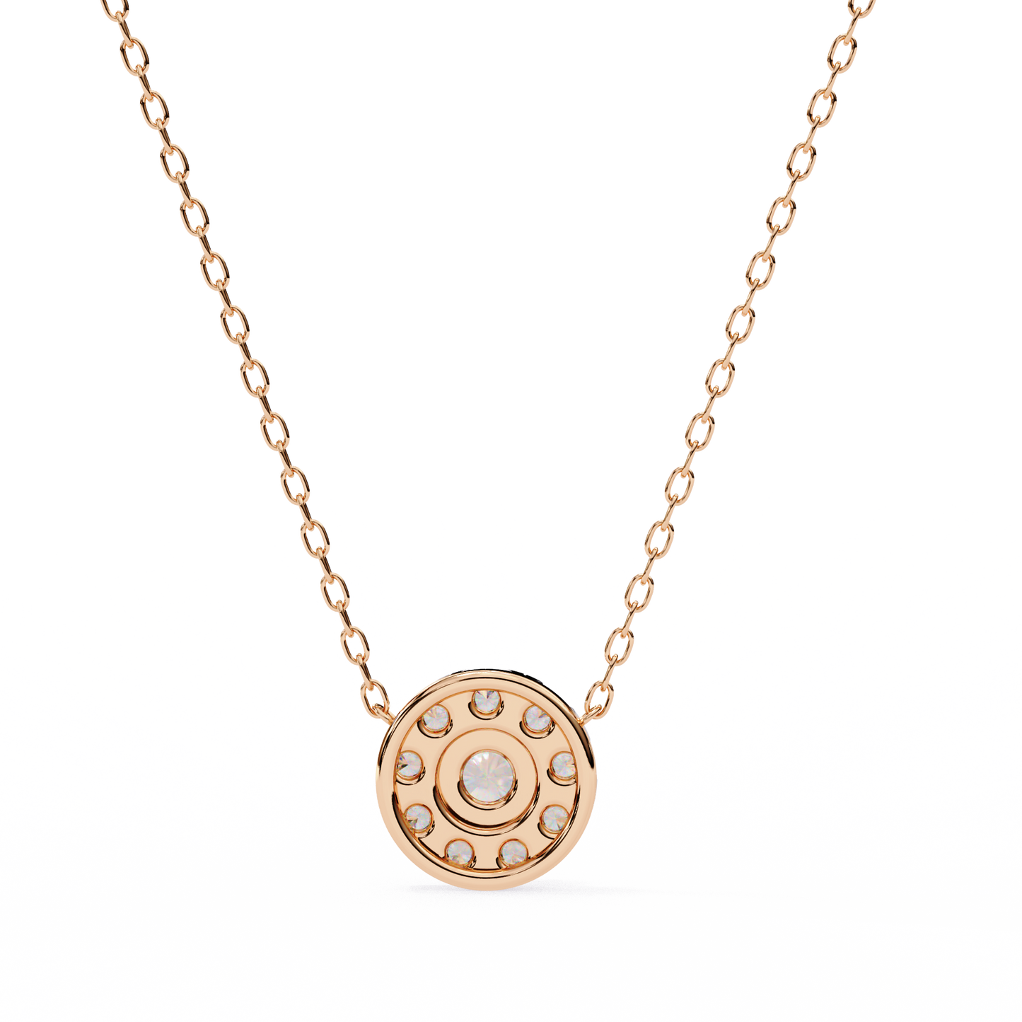 0.20 CTW Round Floral Halo Lab-Grown Diamond Necklace in 14K Gold & Platinum