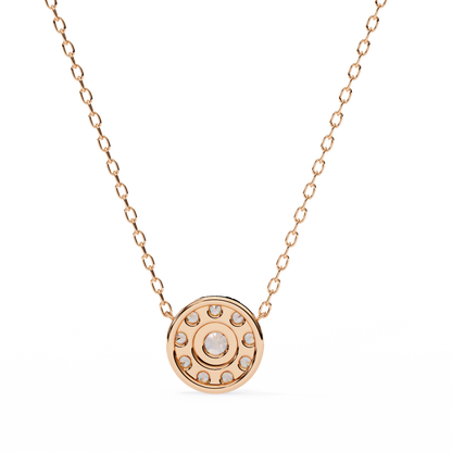 0.20 CTW Round Floral Halo Lab-Grown Diamond Necklace in 14K Gold & Platinum